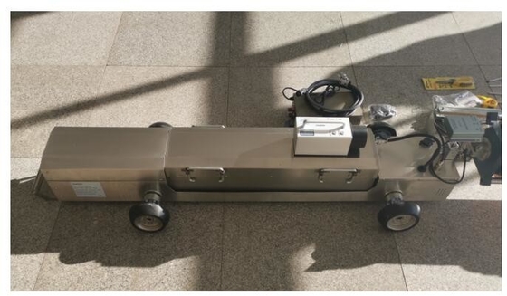 ระยะทางยาว หลักสูตรฉายแสงกลาง การตรวจสอบการผสมรังสี X-ray Crawler 1.0 * 3.5 ขนาดจุดแกร่ง 12 M / min ความเร็วการเดินทาง