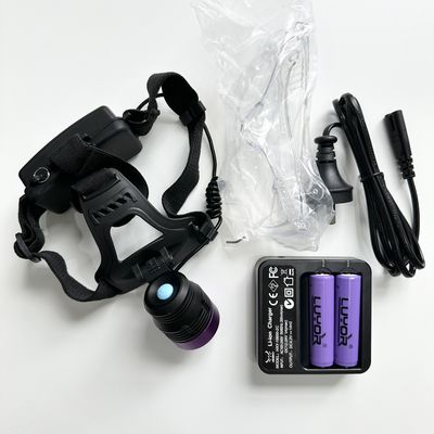 ไฟฉายคาดหัว UV สำหรับตรวจสอบอนุภาคแม่เหล็กเรืองแสง DG-3101S พร้อมความยาวคลื่นสูงสุด 365-370nm และแบตเตอรี่ลิเธียม 18650 จำนวน 2 ก้อน