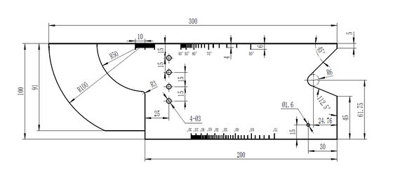 PAUT Ultrasonic Phased Array Radius Calibration Block พร้อมการผลิตเส้นโค้ง DAC
